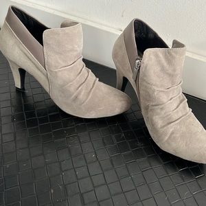 Grey suede low heels